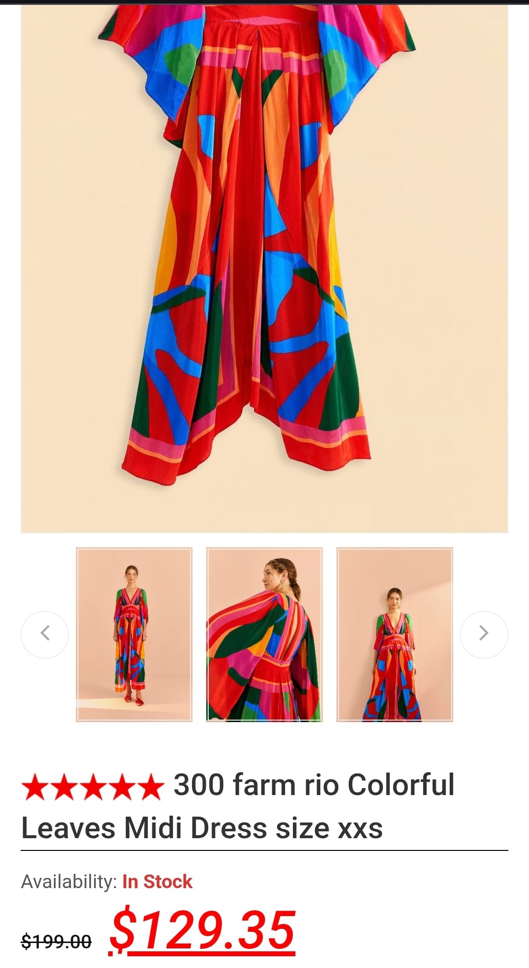 Farm Rio Colorful Leaves Midi Dress