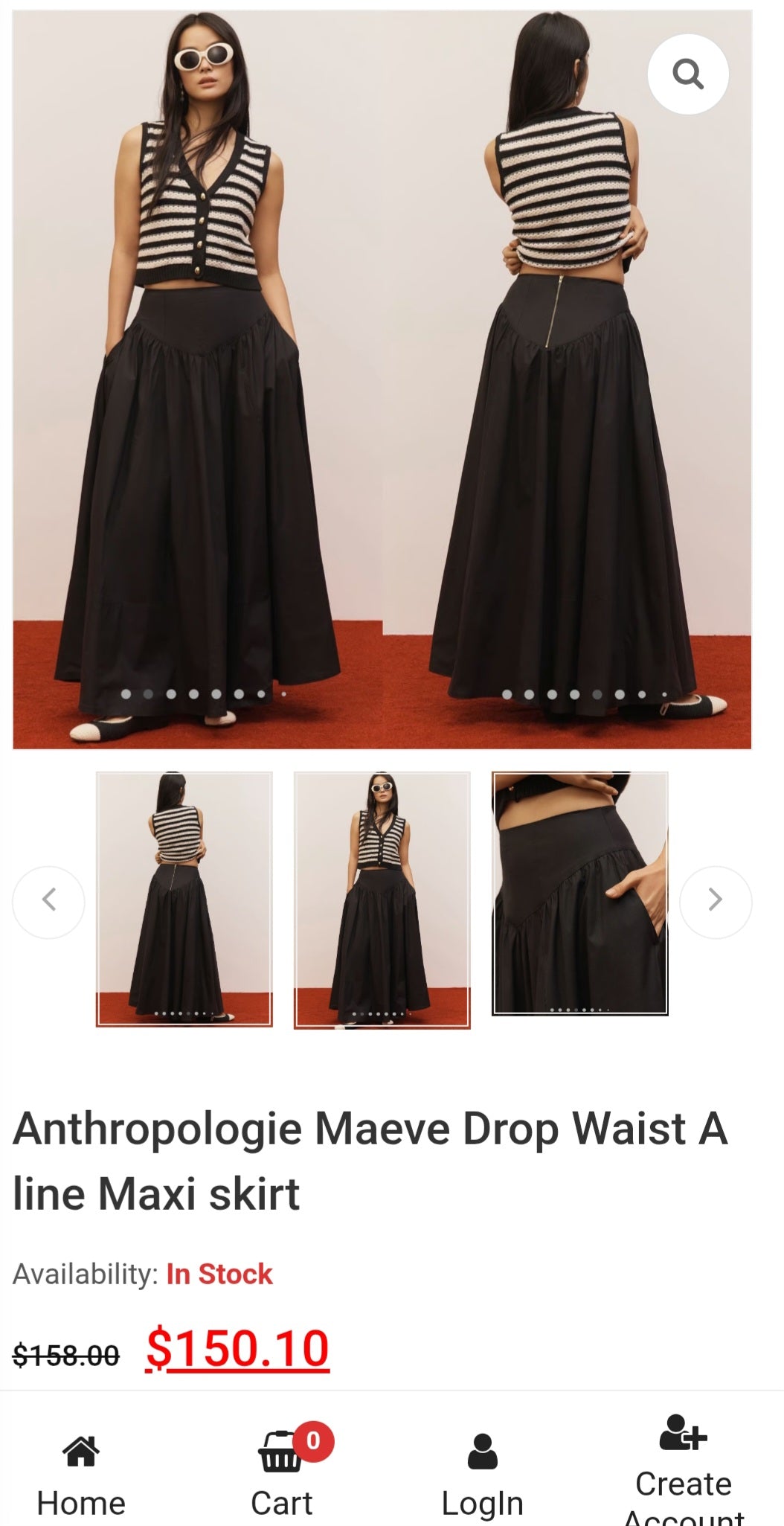 Anthtropologie Maeve Drop-Waist A-Line Maxi Skirt (Surplus)