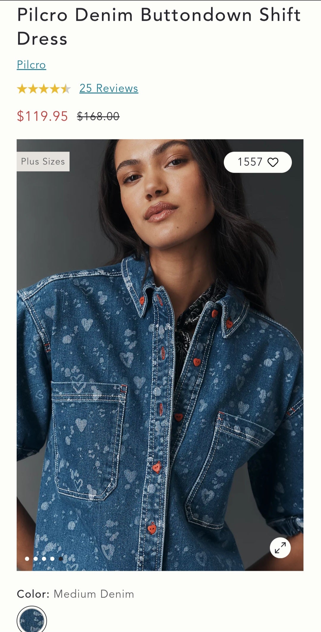 Pilcro Denim Buttondown Shift Dress (Surplus)