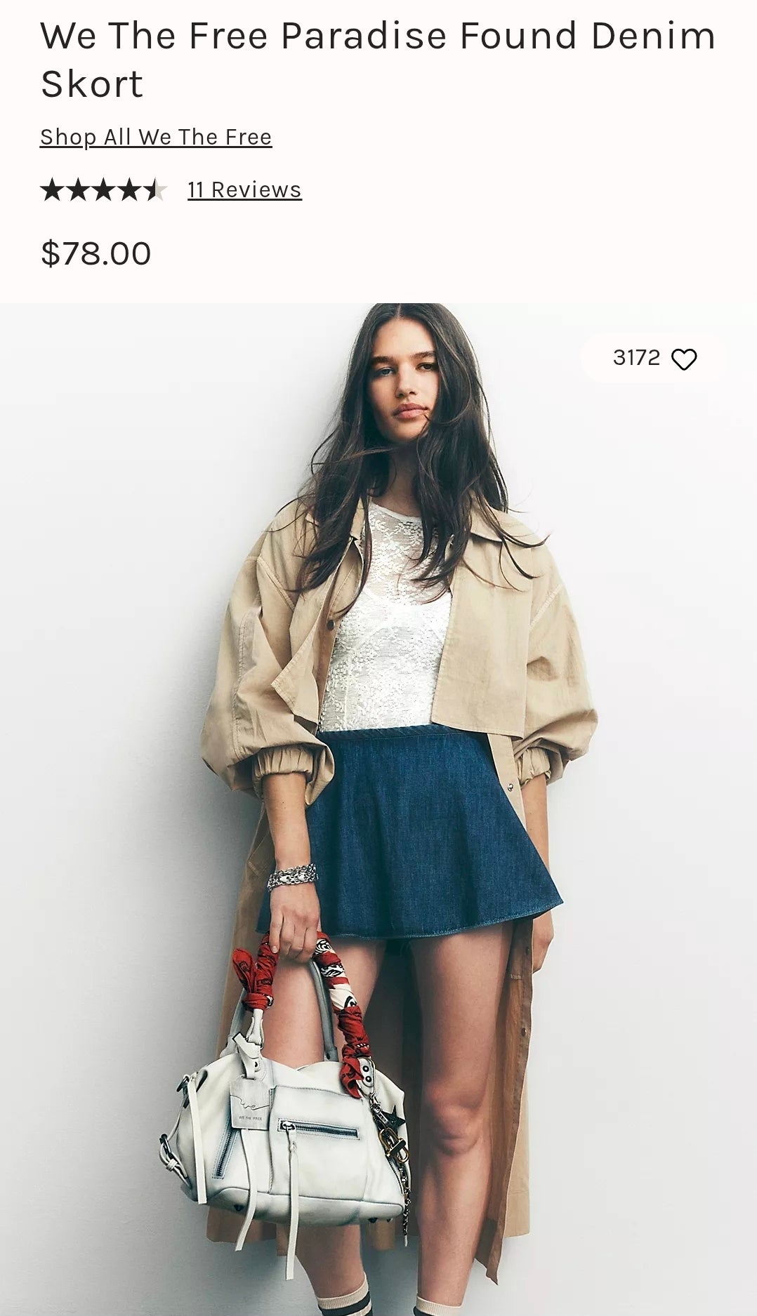 We The Free Paradise Found Denim Skort (Surplus)