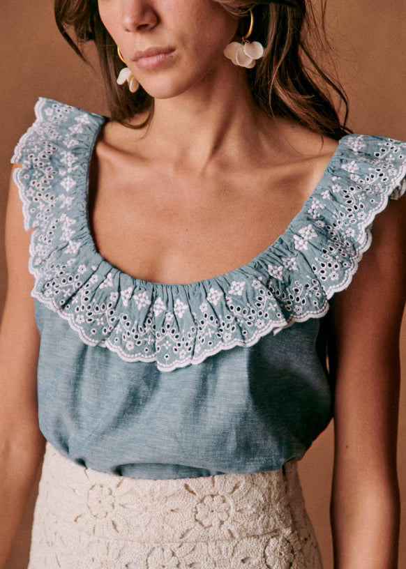 Sézane Rosa Blouse in Chambray (Surplus - New)