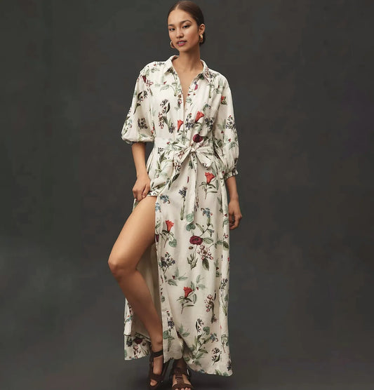 ANTHR⚪️POLOGIE The Mona Linen Shirt Dress by Maeve