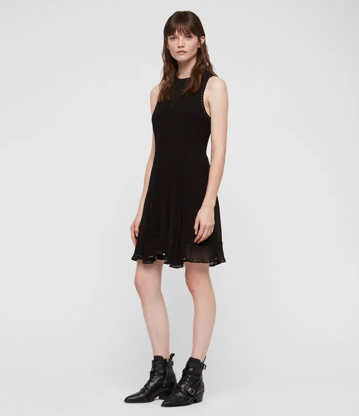 Allsaints Eleanor Black Stud Dress (Surplus - New)