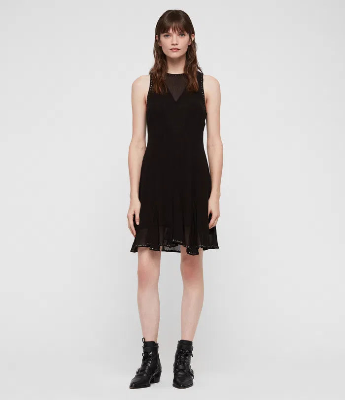 Allsaints Eleanor Black Stud Dress (Surplus - New)