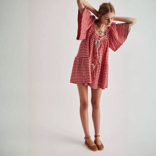 FREE PE⚪️PLE County Line Plaid Romper