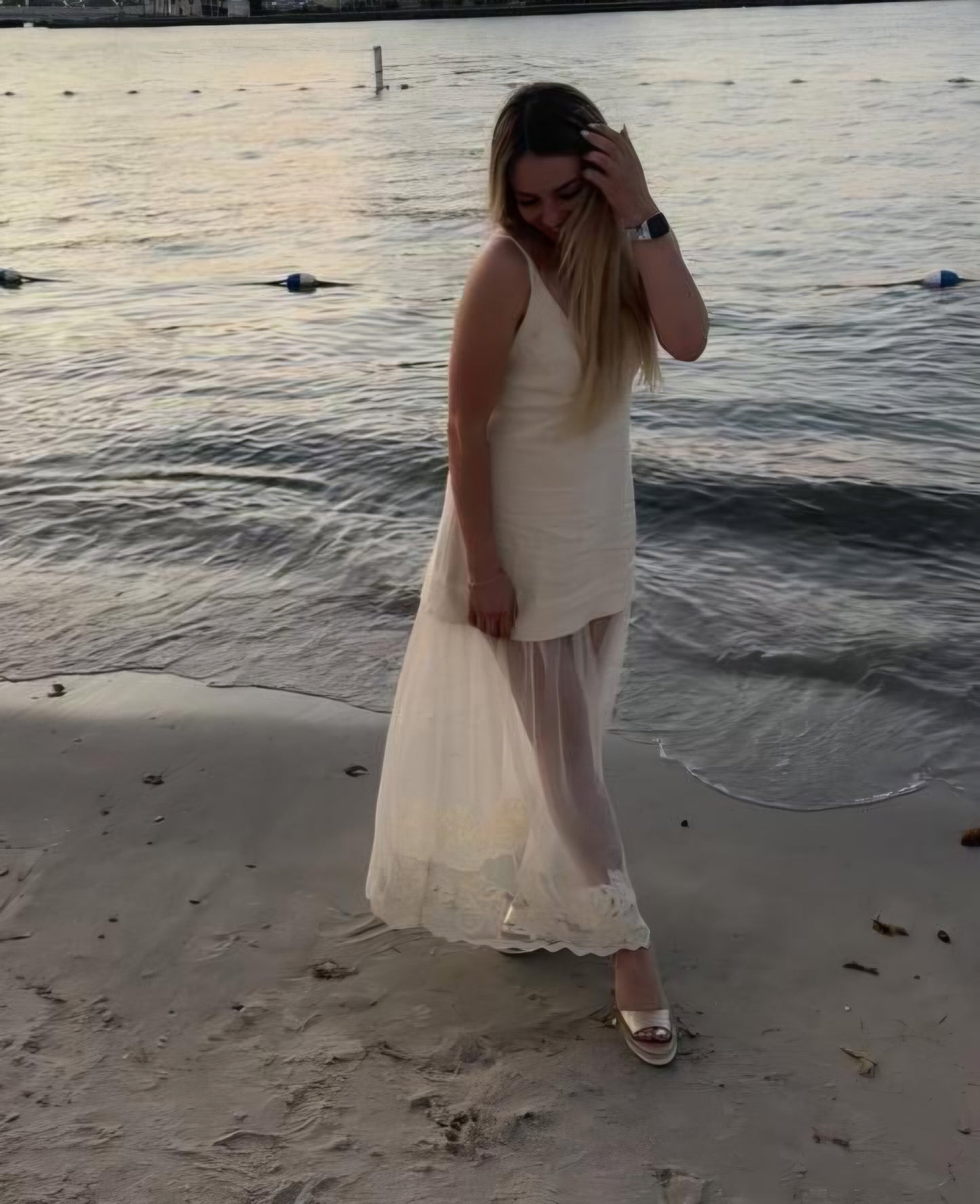 Anthropologie Sleeveless Sheer Linen Maxi Slip Dress