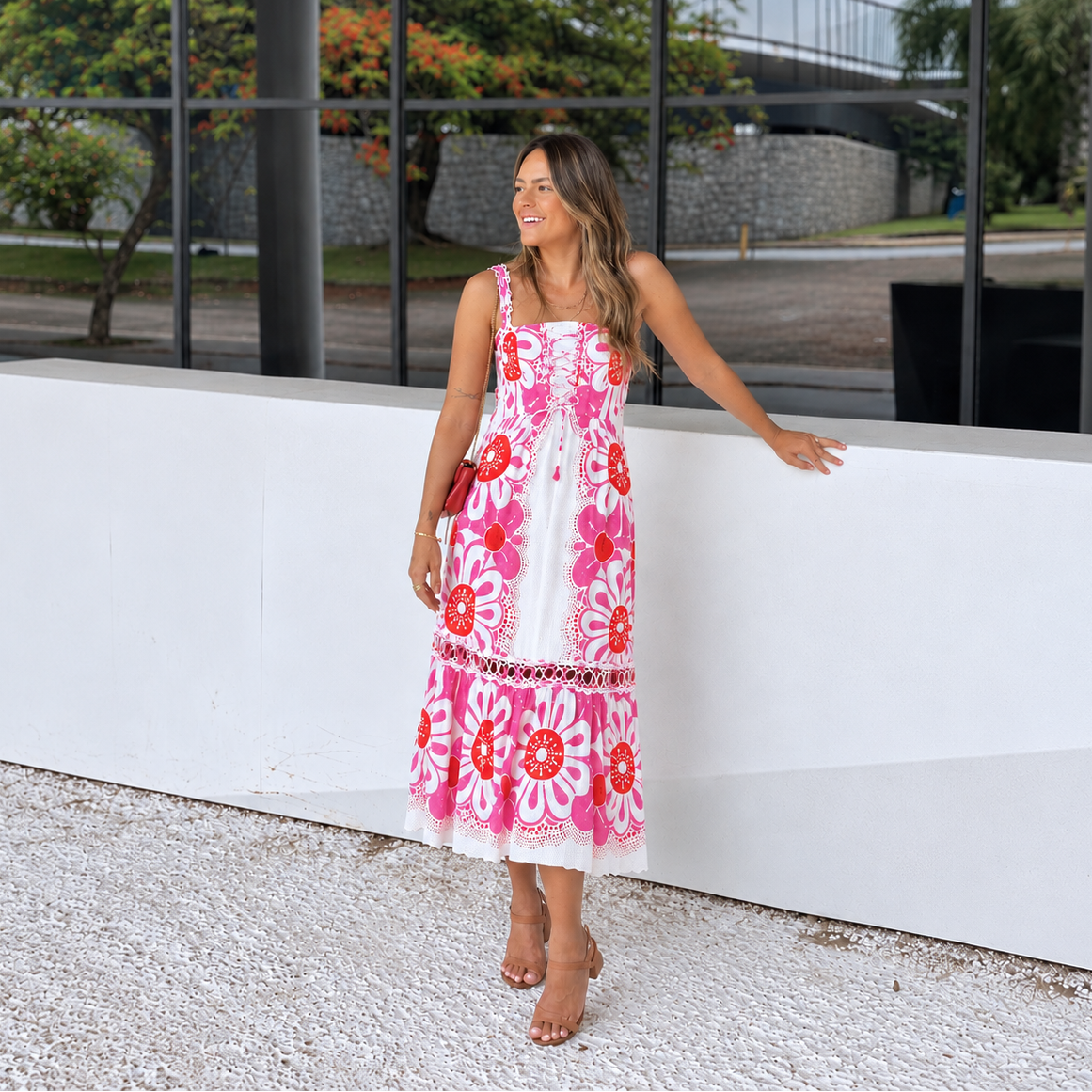 Farm Rio Off-White Maia Sleeveless Midi Dress (Surplus - New)