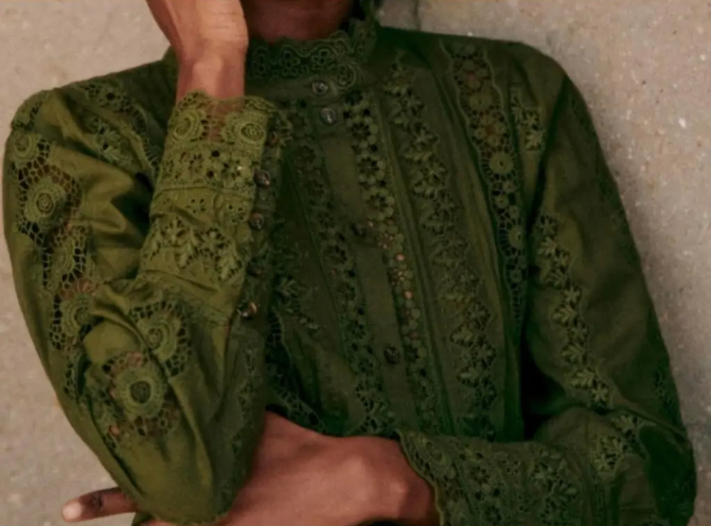 Sézane (Surplus) Forest green cotton shirt Rym