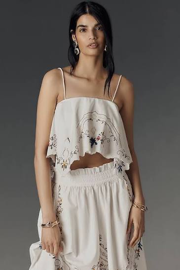 Anthropologie Hanky Cropped Cutwork Tank Top (Surplus - New)