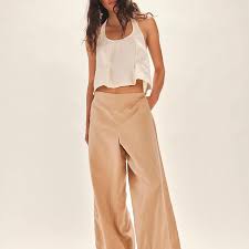 Free People Women's Tan and Cream Trousers (Surplus - New)