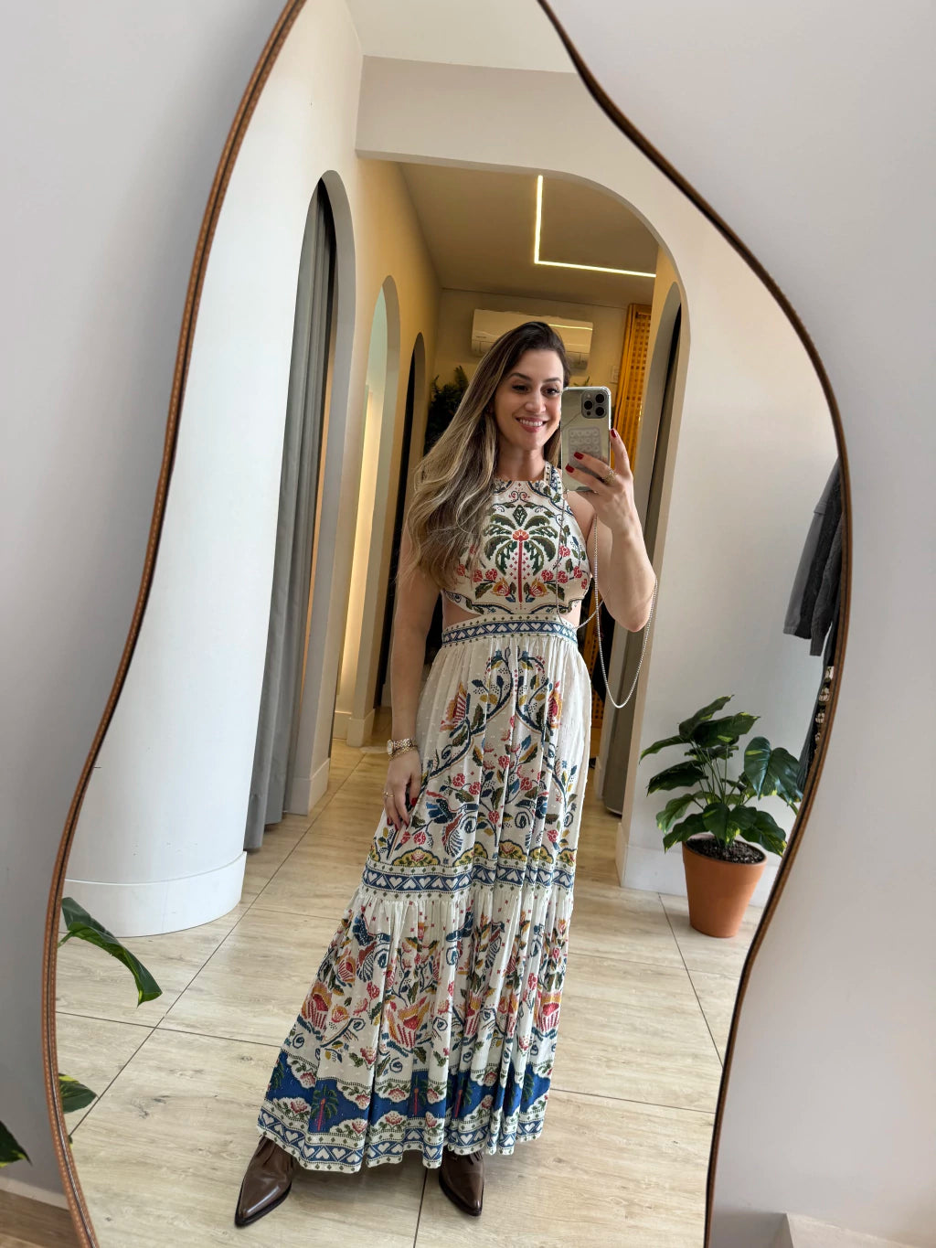 FARM RIO Sand Aura Floral Sleeveless Midi Dres (Surplus Piece)