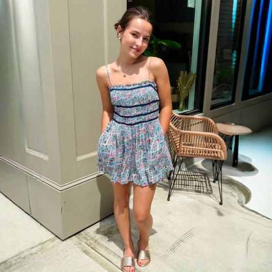FREE PE⚪️PLE Women's Bali Checked out printed romper