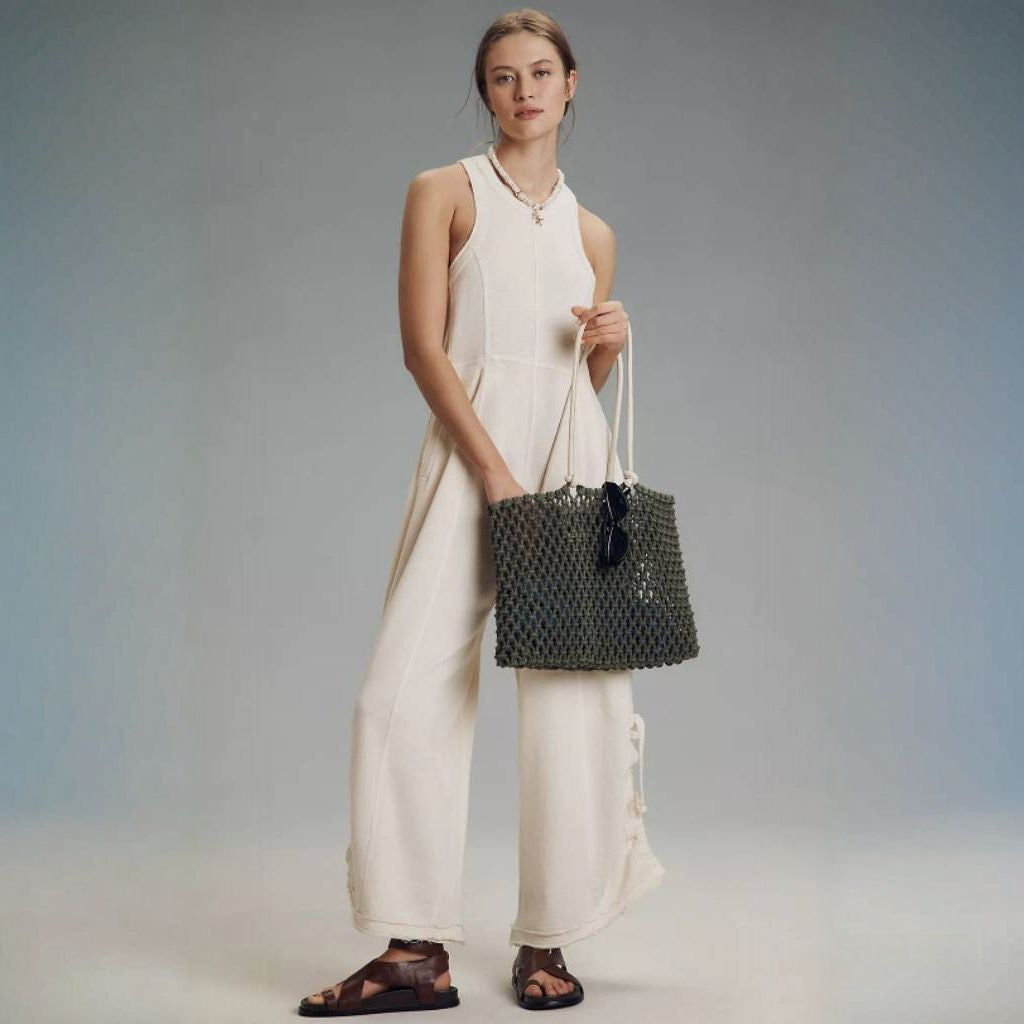 ANTHROPOLOGIE Daily Practice Horizon Wide-Leg Knit Jumpsuit