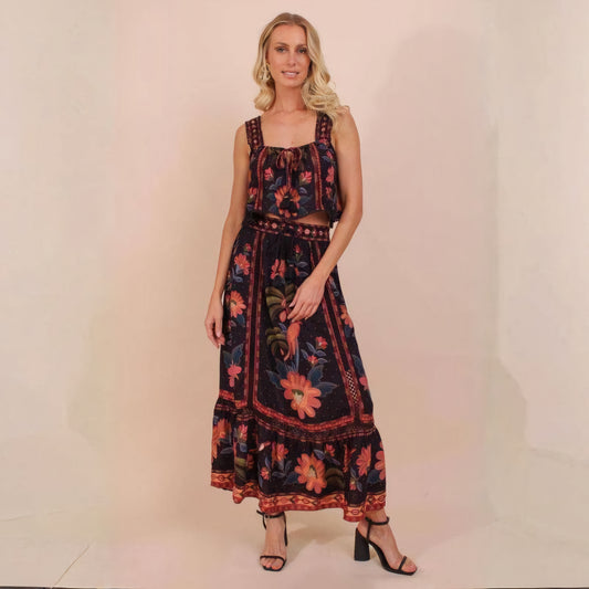 FARM RIO Cropped Top & Midi Skirt Set
