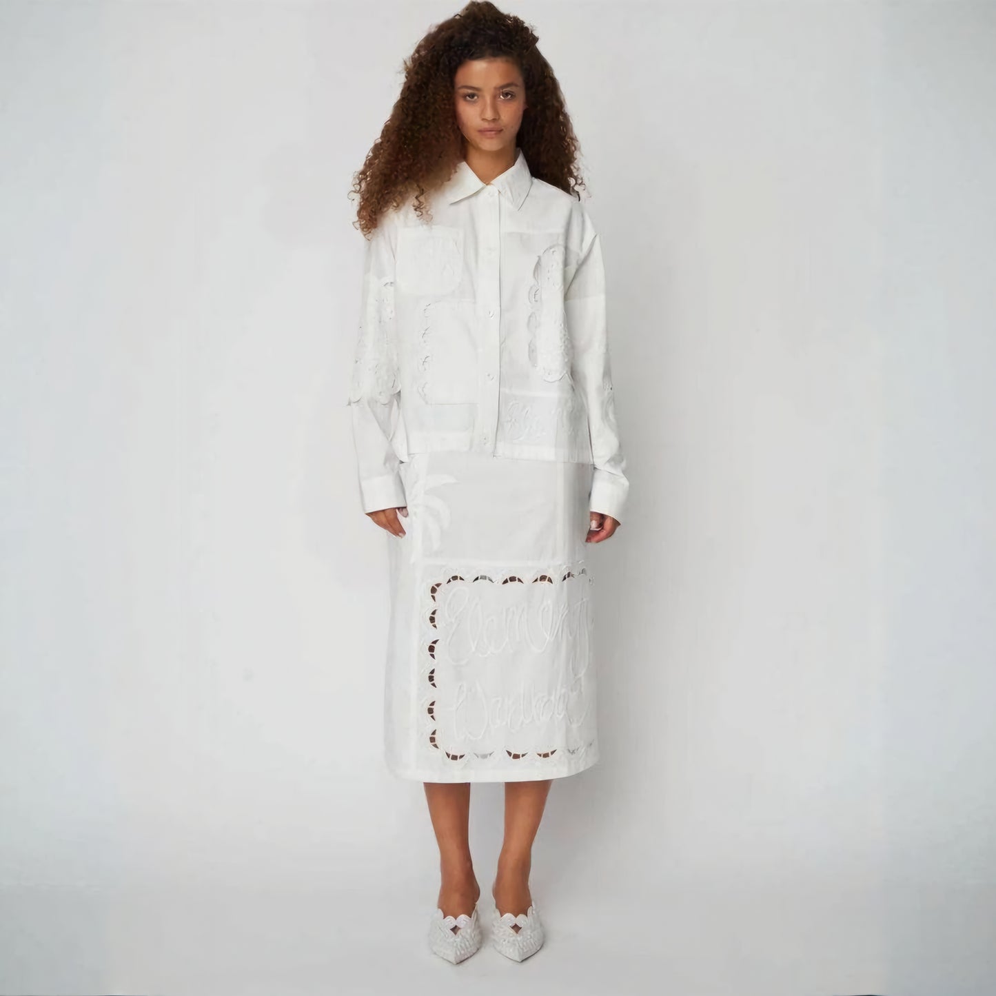 STELLA NOVA Elements Embroidered Cotton White Shirt (Surplus)