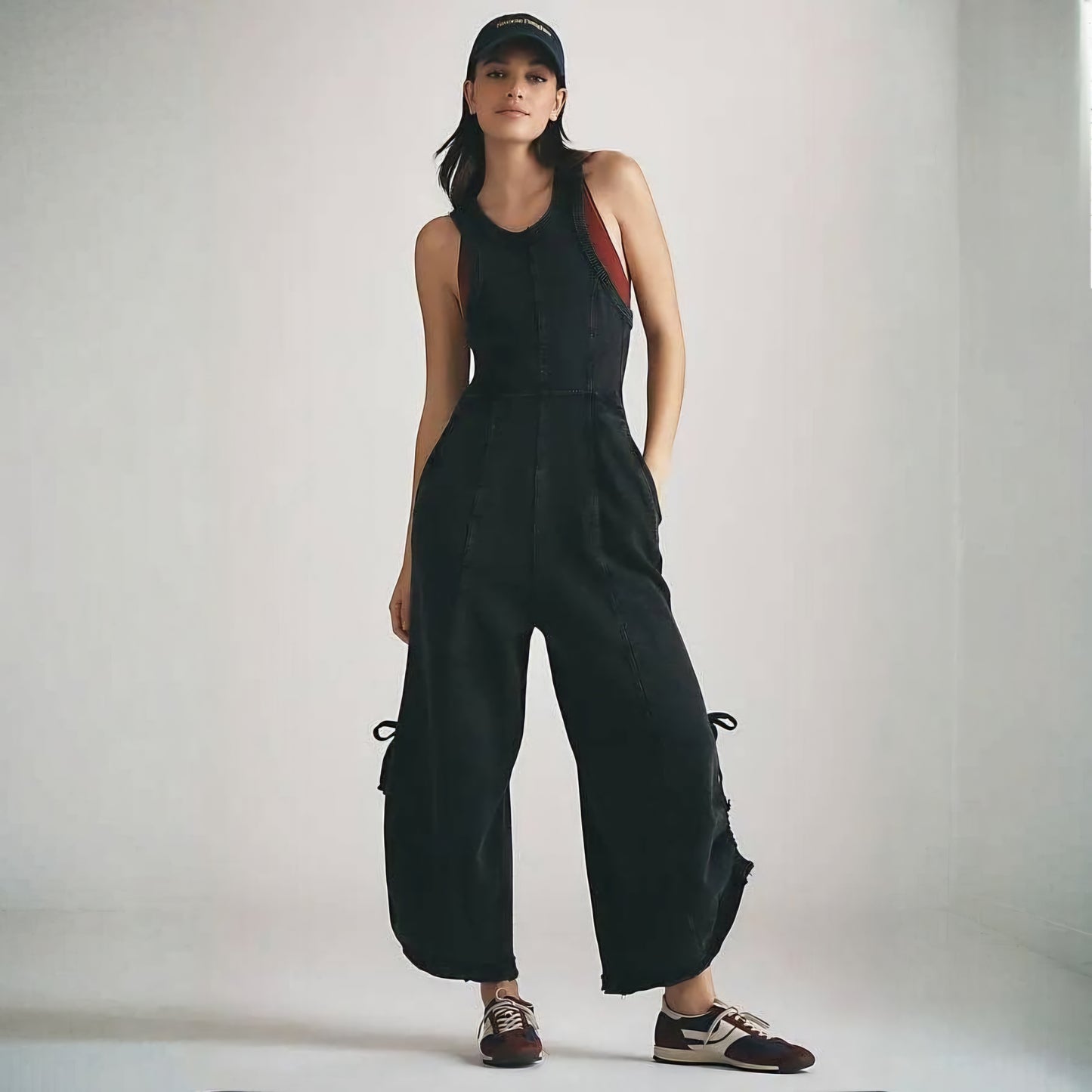 ANTHROPOLOGIE Daily Practice Horizon Wide-Leg Knit Jumpsuit (Surplus)