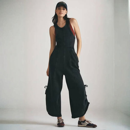 ANTHROPOLOGIE Daily Practice Horizon Wide-Leg Knit Jumpsuit (Surplus)