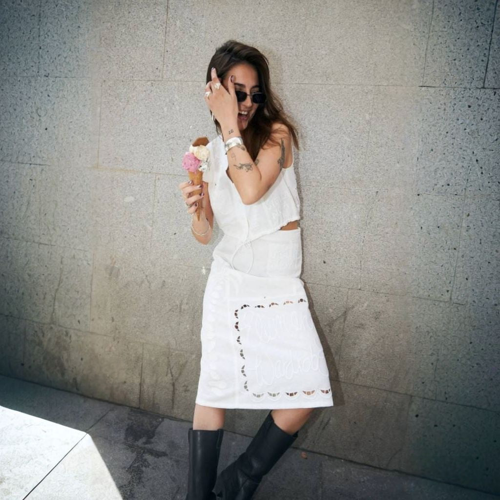 STELLA NOVA Elements Embroidered Cotton White Skirt (Surplus)