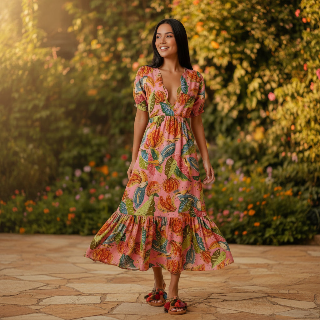 FARM RIO Laise dress with toucan curls