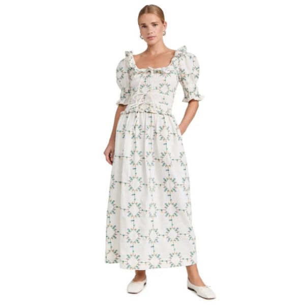 Damson Madder Heidi Embroidered Midi Dress