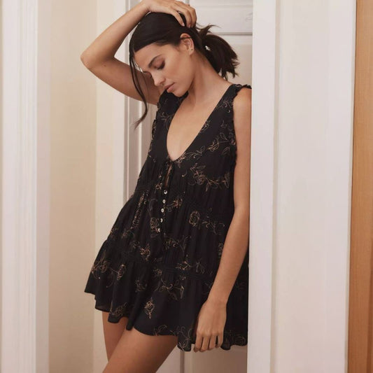 Anthropologie Silky Ruffle Romper (Surplus)