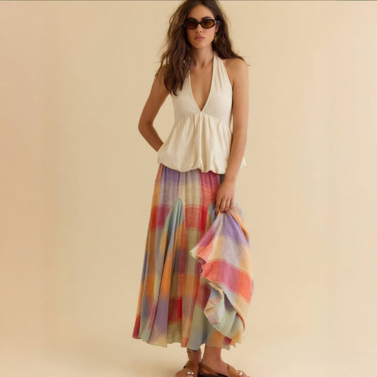 Free People Madras That Linen Maxi Skirt (Surplus)