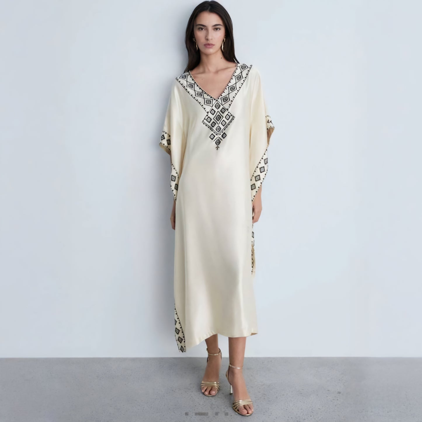 Mango Embroidered satin caftan (Surplus)