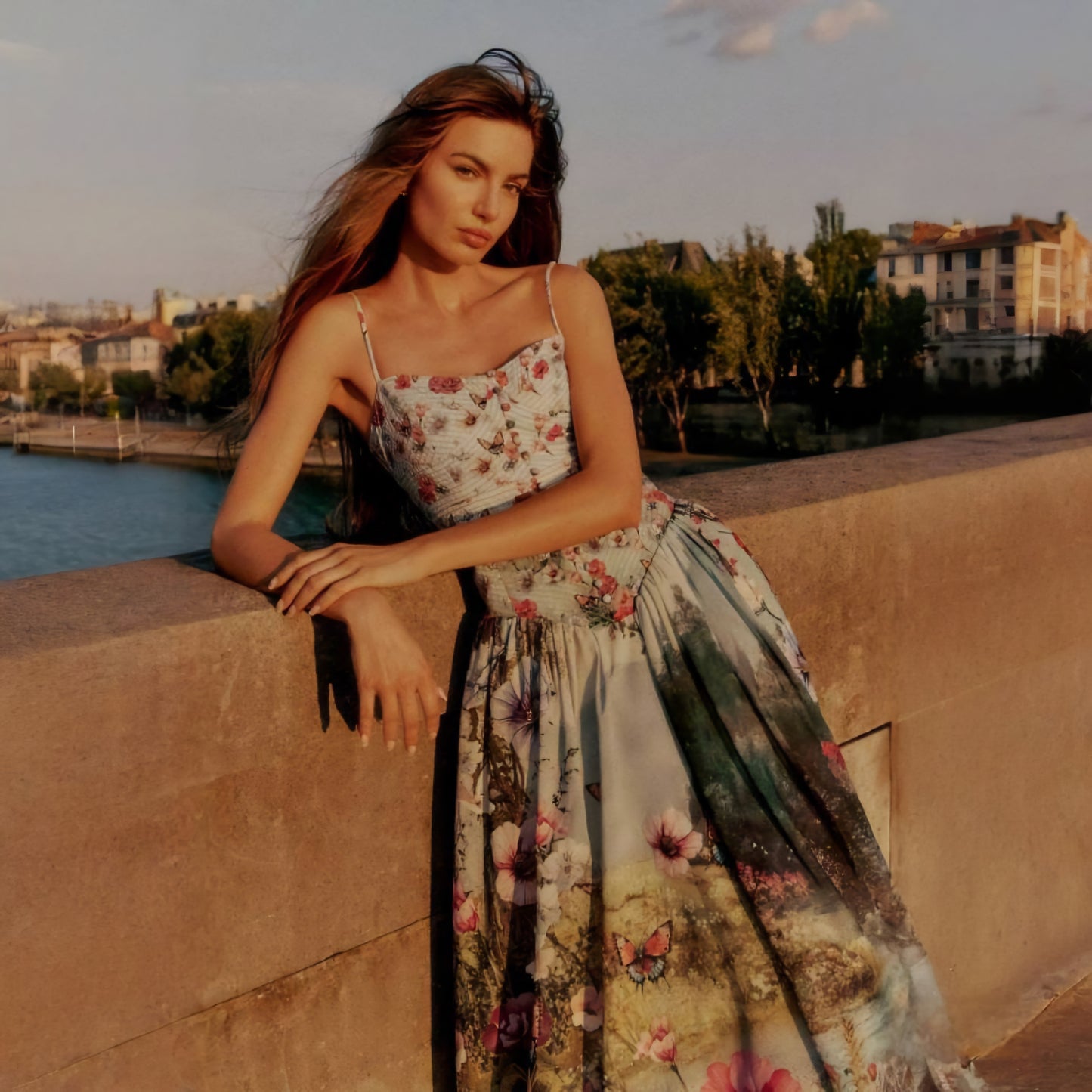 Anthropologie The Muse Basque-Waist Midi Dress