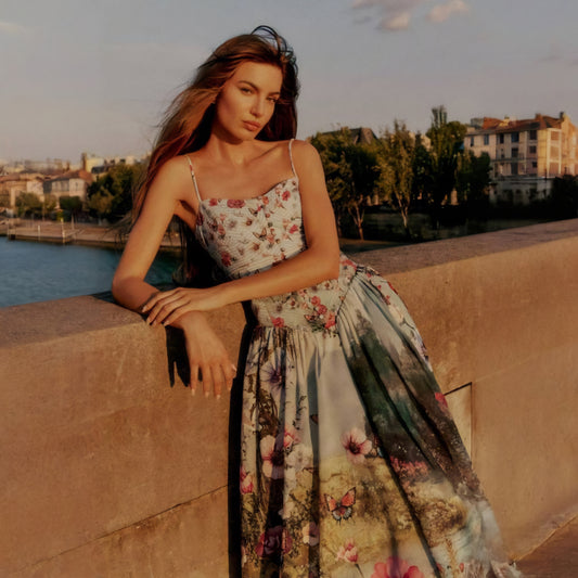 Anthropologie The Muse Basque-Waist Midi Dress