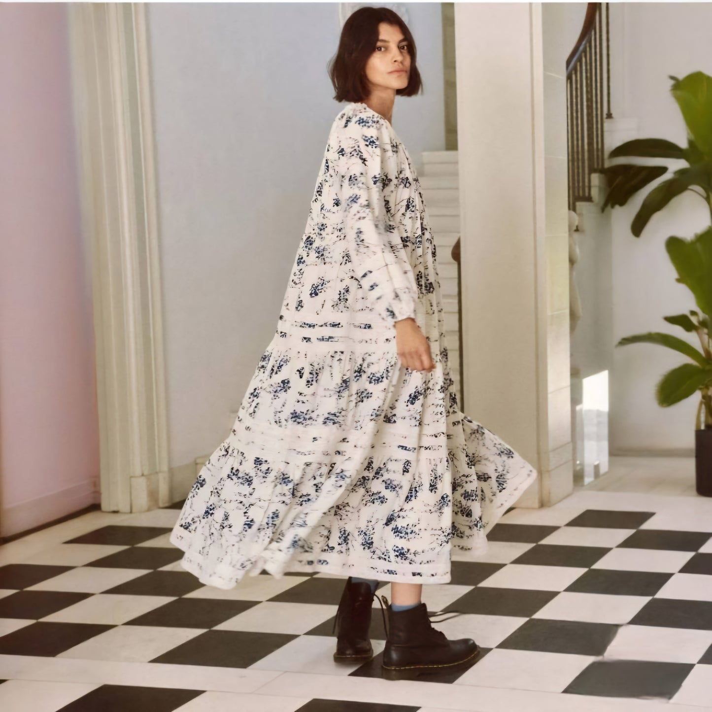 The Great | The Hideaway Floral Tiered Midi Dress (Surplus)