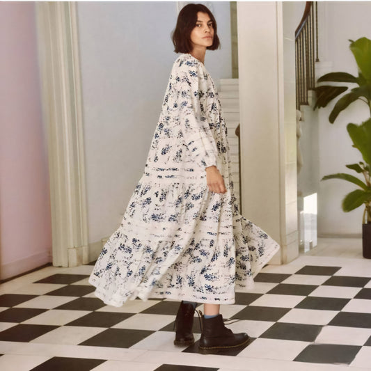 The Great | The Hideaway Floral Tiered Midi Dress (Surplus)