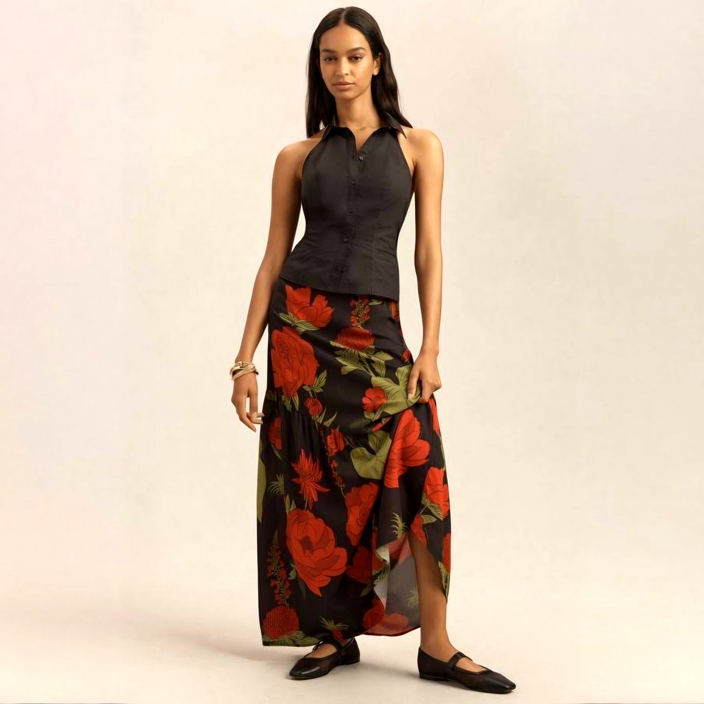 Farm Rio - Floral Maxi Slip Skirt (surplus)