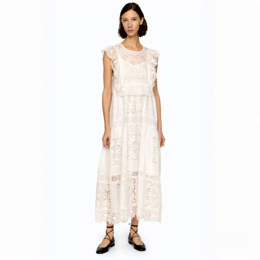 Sea New York Dahlia Eyelet Sleeveless Maxi Dress in Pearl (Surplus)
