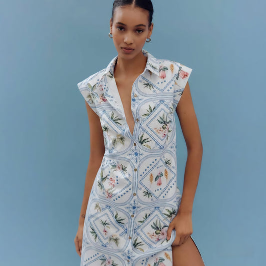 Anthropologie (surplus)Maeve Cap-Sleeve Button-Front Midi Dress