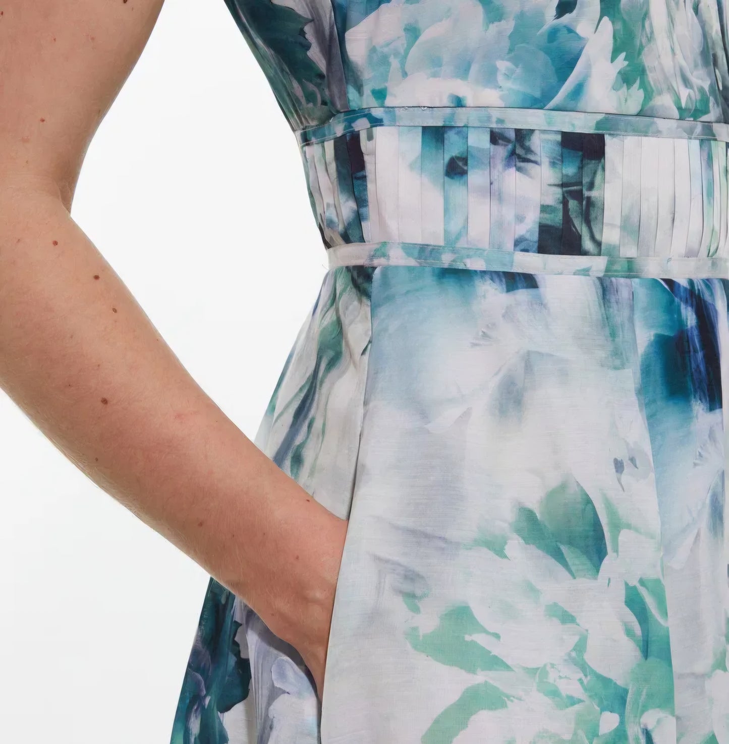 K🤍REN MILLEN Watercolour Cotton Voile Plunge Strappy Woven Maxi Dress