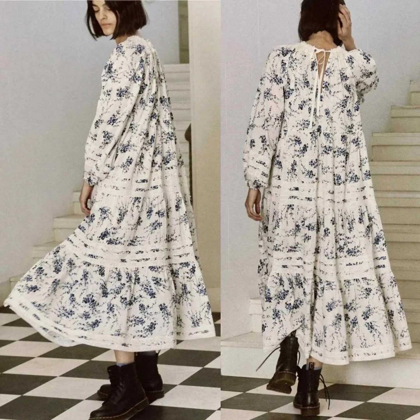 The Great | The Hideaway Floral Tiered Midi Dress (Surplus)