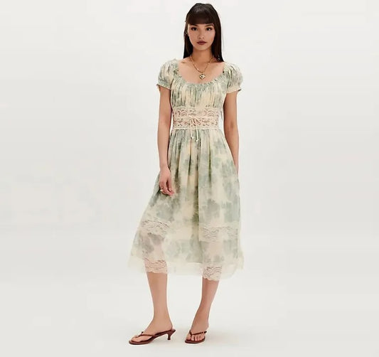 FREE PE⚪️PLE Honeysuckle Printed Midi Dress