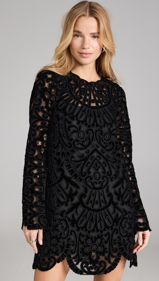 Sea New York Dana Embroidery Velvet Long Sleeve Dress (Surplus)
