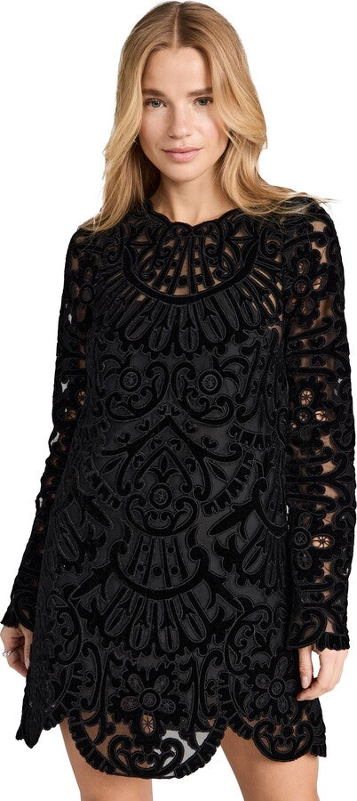 Sea New York Dana Embroidery Velvet Long Sleeve Dress (Surplus)